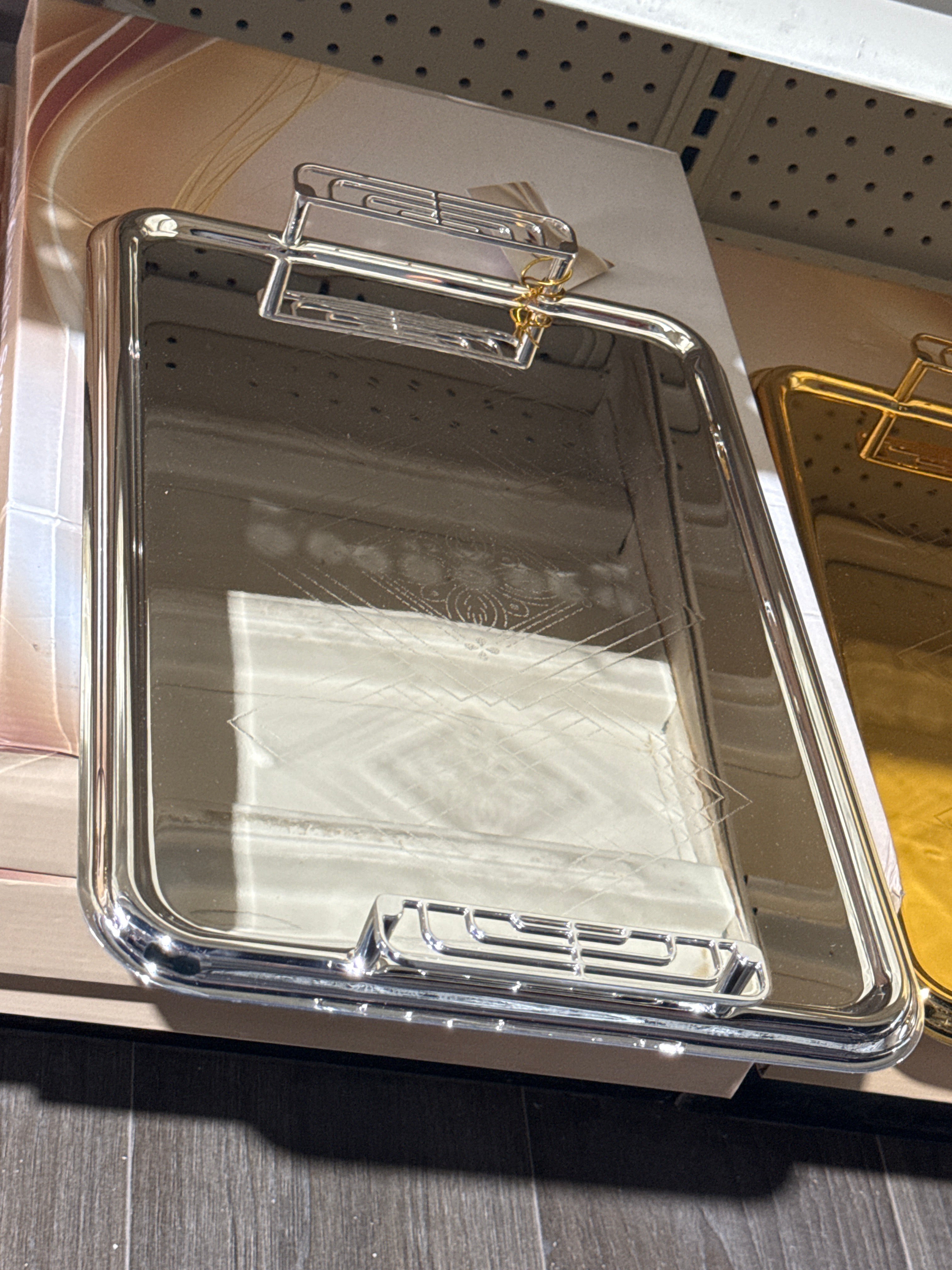 Luxury Etched Serving Tray with  Handles – Premium Decorative & Serving Platter(Silver,Gold)