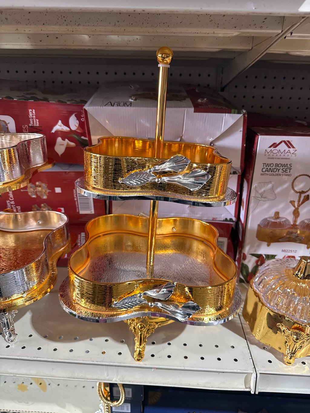 Arum Series 2-Tier  Serving Tray – Luxury Dessert & Snack Stand (Gold,Silver)