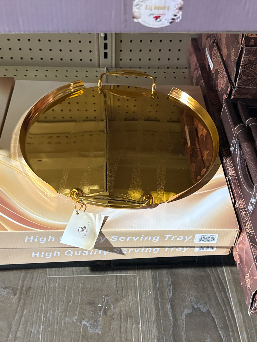 Luxury Silver and Gold  Round Serving Tray with Elegant Handles – Decorative Hosting Platter