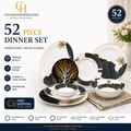 52-Piece Luxury Dinnerware Set – Black & Gold Modern Design | Premium Plates & Bowls | Chaaban Homegoods