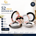 52-Piece Floral Dinnerware Set – Elegant Black & Gold Design | Premium Plates & Bowls | Chaaban Homegoods