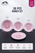 36-Piece Modern Pink Stripe Dinnerware Set – Momaz Premium Plates Collection
