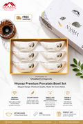6-Piece Porcelain Dessert Bowl Set with Gold Rim – NASMA Series | Elegant Serving Bowls
