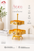 Arum Series 2-Tier  Serving Tray – Luxury Dessert & Snack Stand (Gold,Silver)