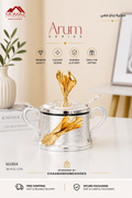 Arum Series Luxury Sugar Bowl – Silver & Gold Glass Jar with Lid & Spoon