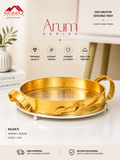 Arum Series Luxury round Gold Serving Tray with Handles – Premium Decorative Tray