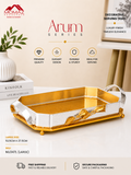 Momaz Arum Series Luxury rectangle Decorative Serving Tray – Gold & Silver Finish Large Serving Platter