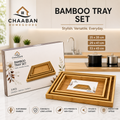 3-Piece Bamboo Serving Tray Set (25x35, 29x41, 33x45 cm) – Nesting Trays with Handles | Chaaban Homegoods