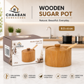 Bamboo Sugar Pot with Lid & Spoon (8.5 × 6 cm) – Natural Wooden Sugar Container | Chaaban Homegoods