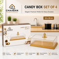 Luxury Candy Box Set of 4 – Elegant Acrylic Snack & Dessert Organizer with Lid | Chaaban Homegoods
