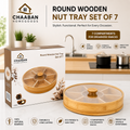 Round Bamboo Snack & Nut Tray Set (7 Compartments) – Rotating Serving Organizer with Lid | Chaaban Homegoods