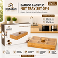 Bamboo & Acrylic Nut Tray Set (6 Compartments) – Snack Organizer with Lid | Chaaban Homegoods