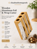 3-in-1 Wooden Aluminum Foil & Plastic Wrap Dispenser with Cutter – Kitchen Organizer Box