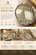 Luxury Silver and Gold  Round Serving Tray with Elegant Handles – Decorative Hosting Platter