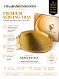 Luxury Hammered Gold Serving Tray – Elegant Decorative Oval Tray with Handles
