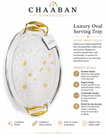Luxury Silver & Gold Serving Tray – Elegant Oval Decorative Tray with Engraved Design