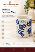 Blue Evil Eye Ceramic Mug – 11oz Coffee & Tea Cup | Stylish Protective Design Mug