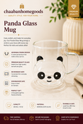 Cute Panda Glass Mug – Double Wall Borosilicate Coffee & Tea Cup | 10oz Clear Glass Mug