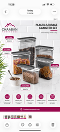5-Piece Airtight Plastic Food Storage Canister Set – BPA Free Kitchen Pantry Organizers