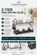 2-Tier Grey Dish Drying Rack – Kitchen Counter Organizer with Cup & Utensil Holders