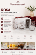 Rosa Premium Glass Tumbler Set – 6 Piece Elegant Drinking Glasses