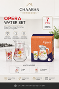 Opera 7-Piece Floral Glass Water Set – Jug & Tumbler Drinkware Set | Chaabanhomegoods
