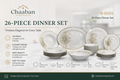Chaabanhomegoods 26-Piece Elegant Porcelain Dinner Set – Gold Tree Design Dinnerware Collection for 6 People