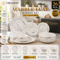 Marble Luxe 26-Piece Dinner Set-Eelegant Modern Tableware
