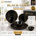 Black Gold 52-Piece Dinner Set – Chaaban Home Goods