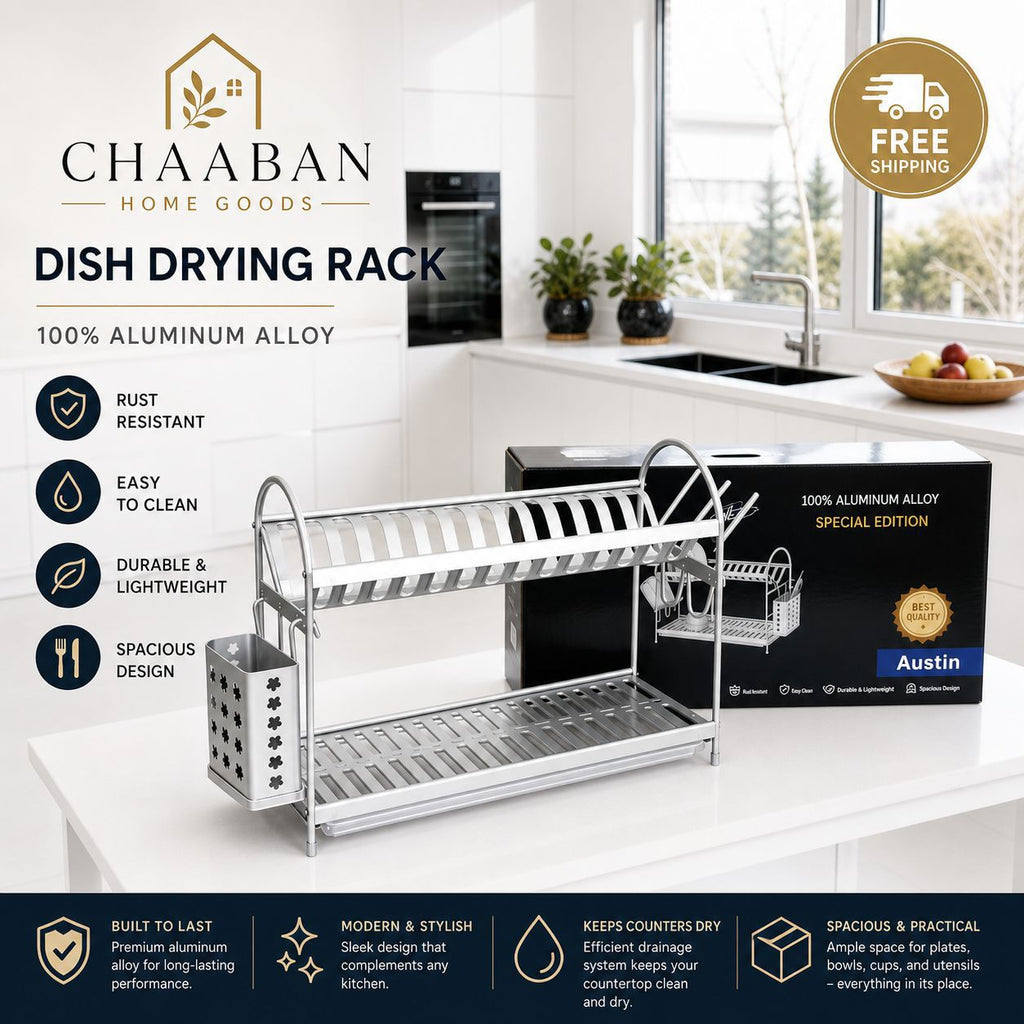 Premium Aluminum Dish Drying Rack – Rust-Resistant, Spacious & Modern Kitchen Organizer | Free Shipping