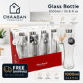 Premium 1000ml Glass Water Bottle with Stainless Steel Lid – Durable, Leak-Proof | Chaaban Homegoods