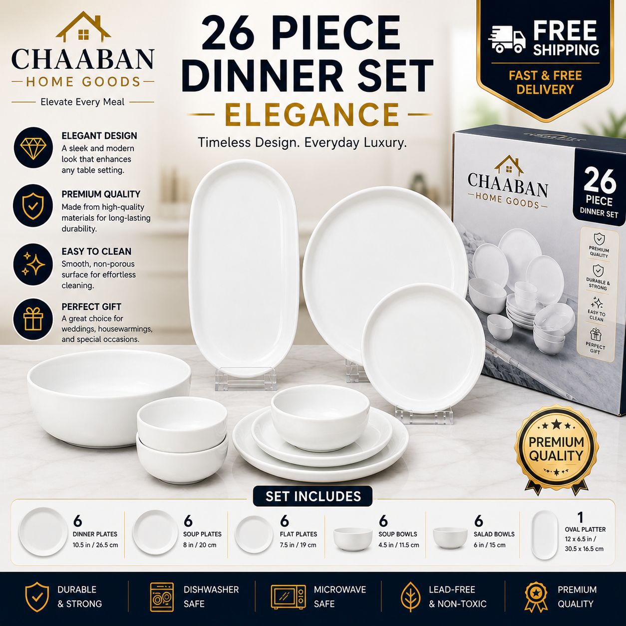 26-Piece Elegance Dinner Set – Chaaban Home Goods