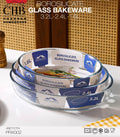 3-Piece Oval Glass Bakeware Set (Oven & Storage Use)