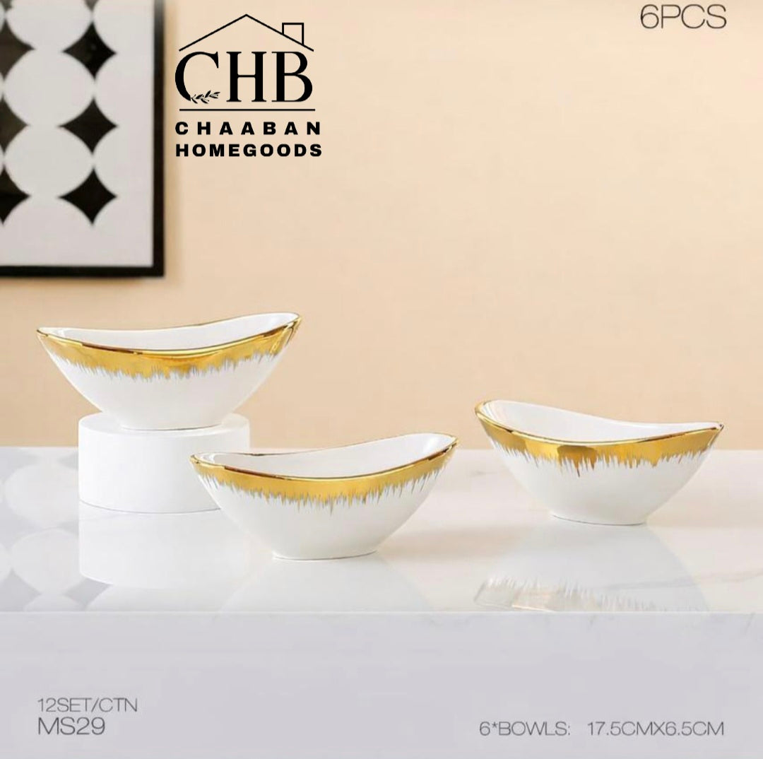 Luxury Serving Bowl Set – 6 Pieces (Gold Finish)