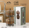 Luxury Rotating Spice Jar Carousel Set – Glass Spice Containers with Gold Stand