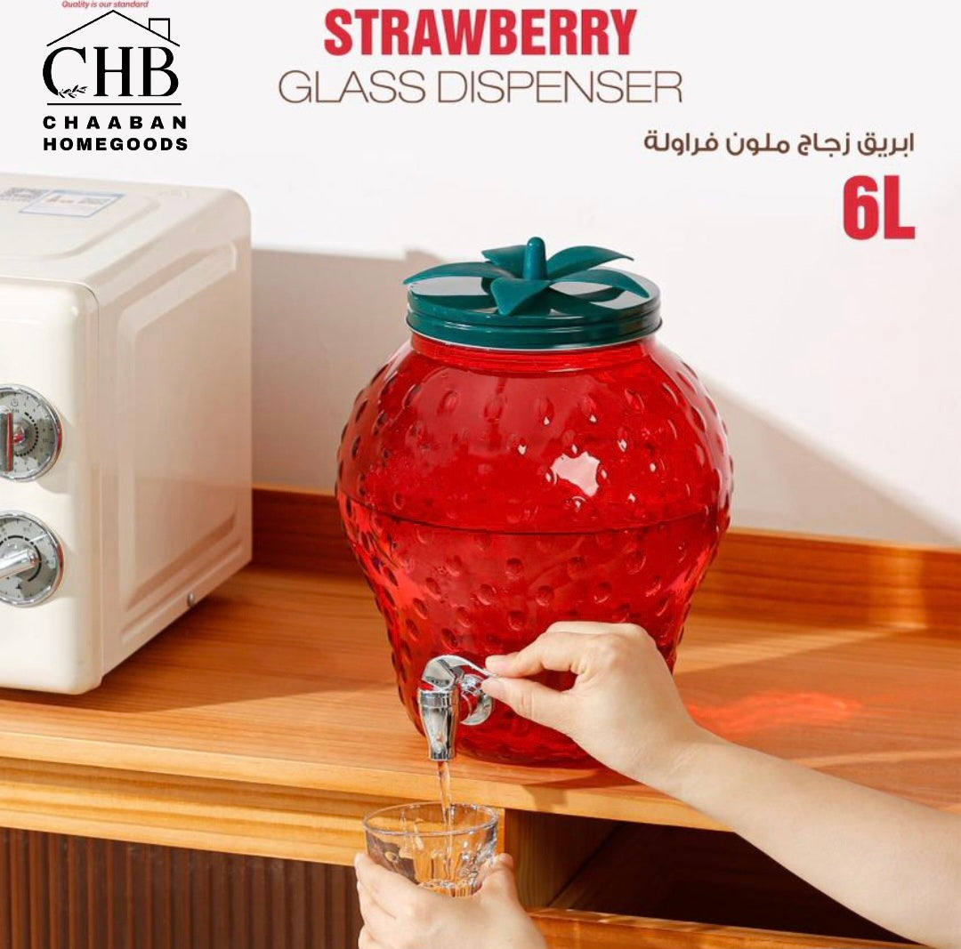 6L Glass Beverage Dispenser – Grape & Strawberry Design