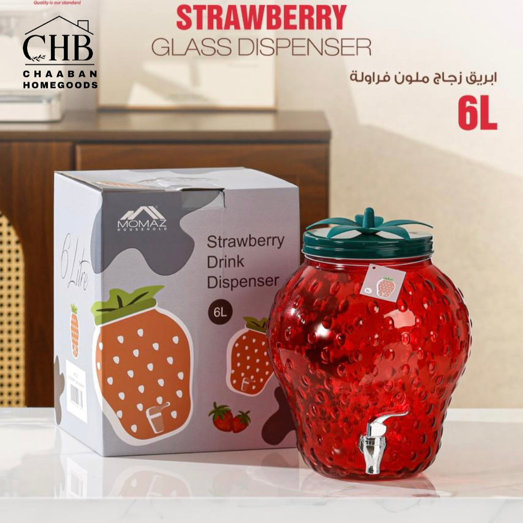 6L Glass Beverage Dispenser – Grape & Strawberry Design