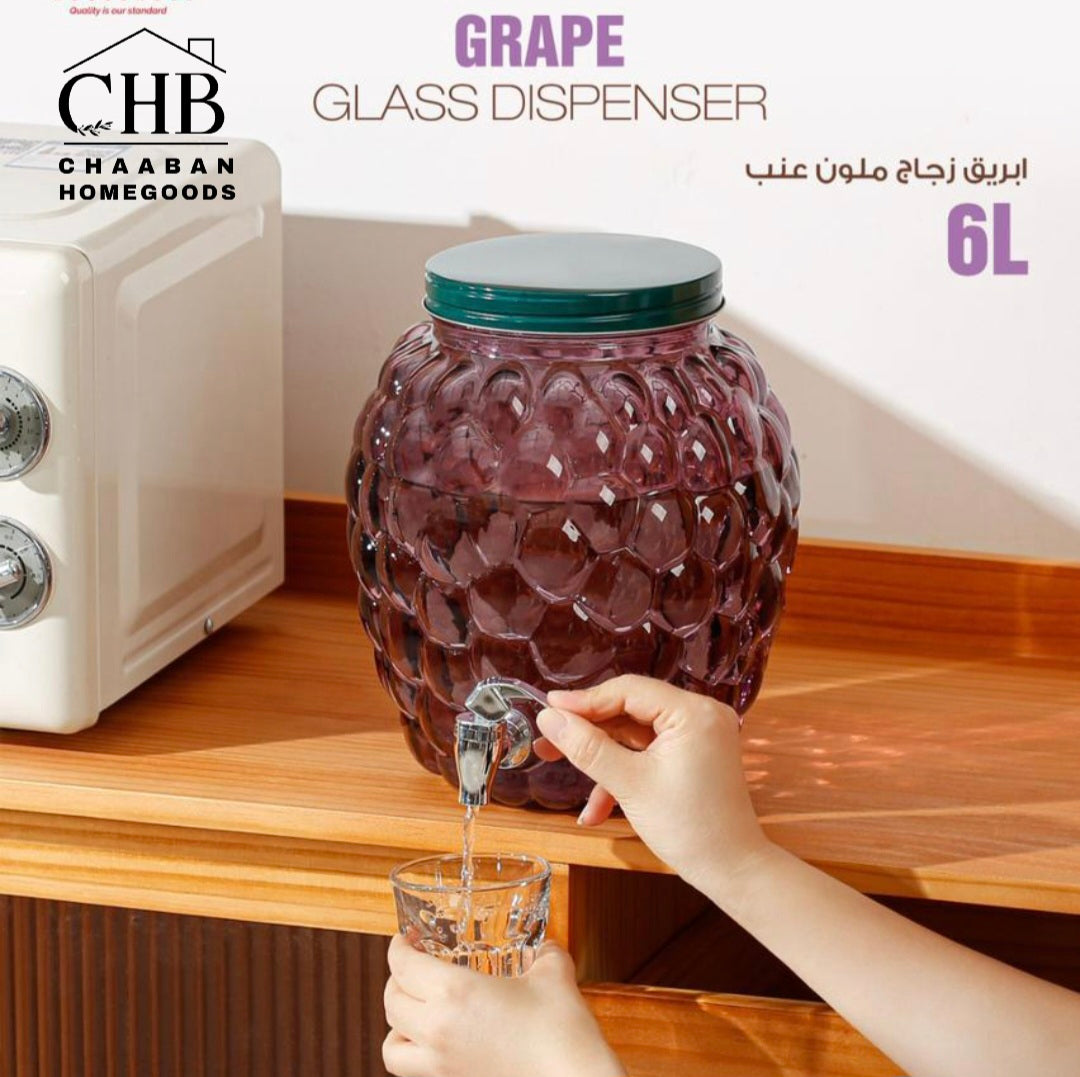 6L Glass Beverage Dispenser – Grape & Strawberry Design
