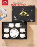 Momaz Golden Butterfly 12-Piece Arabic Coffee Cup & Saucer Set