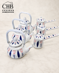 6-Piece Enamel Tea Kettle & Coffee Pot Set – Floral Design