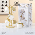 Luxury Mug Set with Stand – 6 Coffee Mugs (Gold Finish)