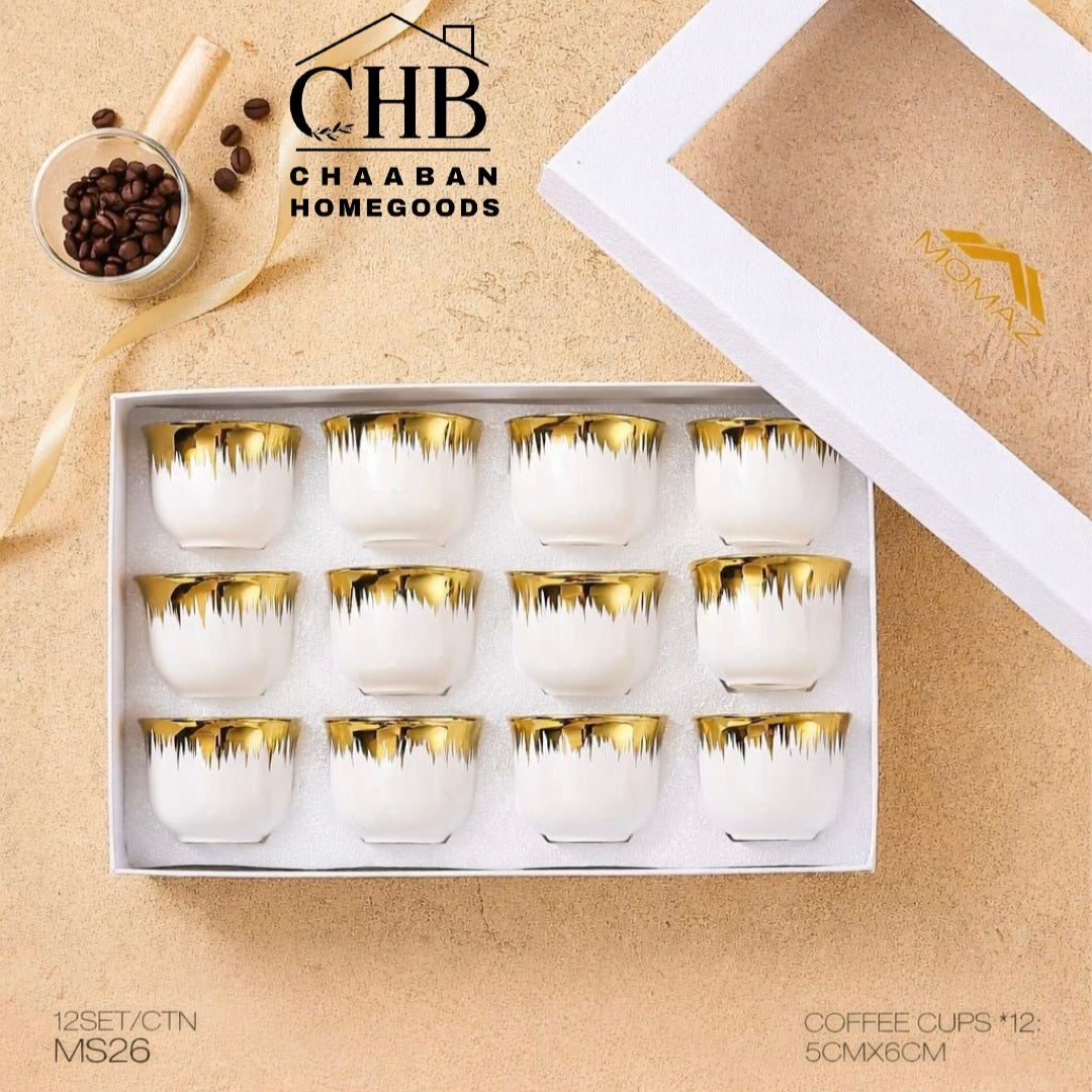 Luxury Coffee Cups Set – 12 PCS Gold Design with Gift Box
