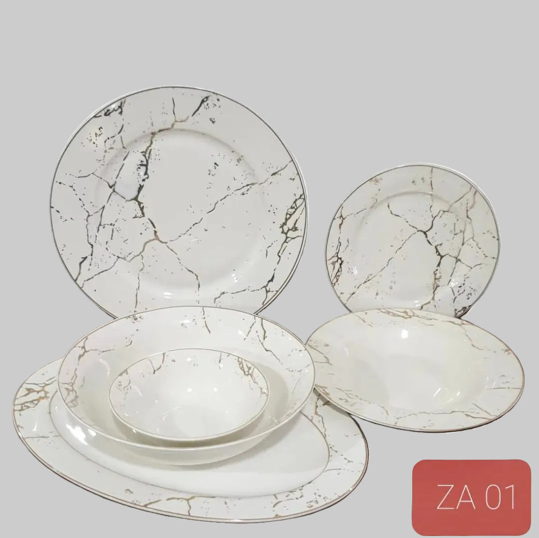 Phoenix 26-Piece Dinnerware Set – Luxury Gold Rim Collection (4 Designs)