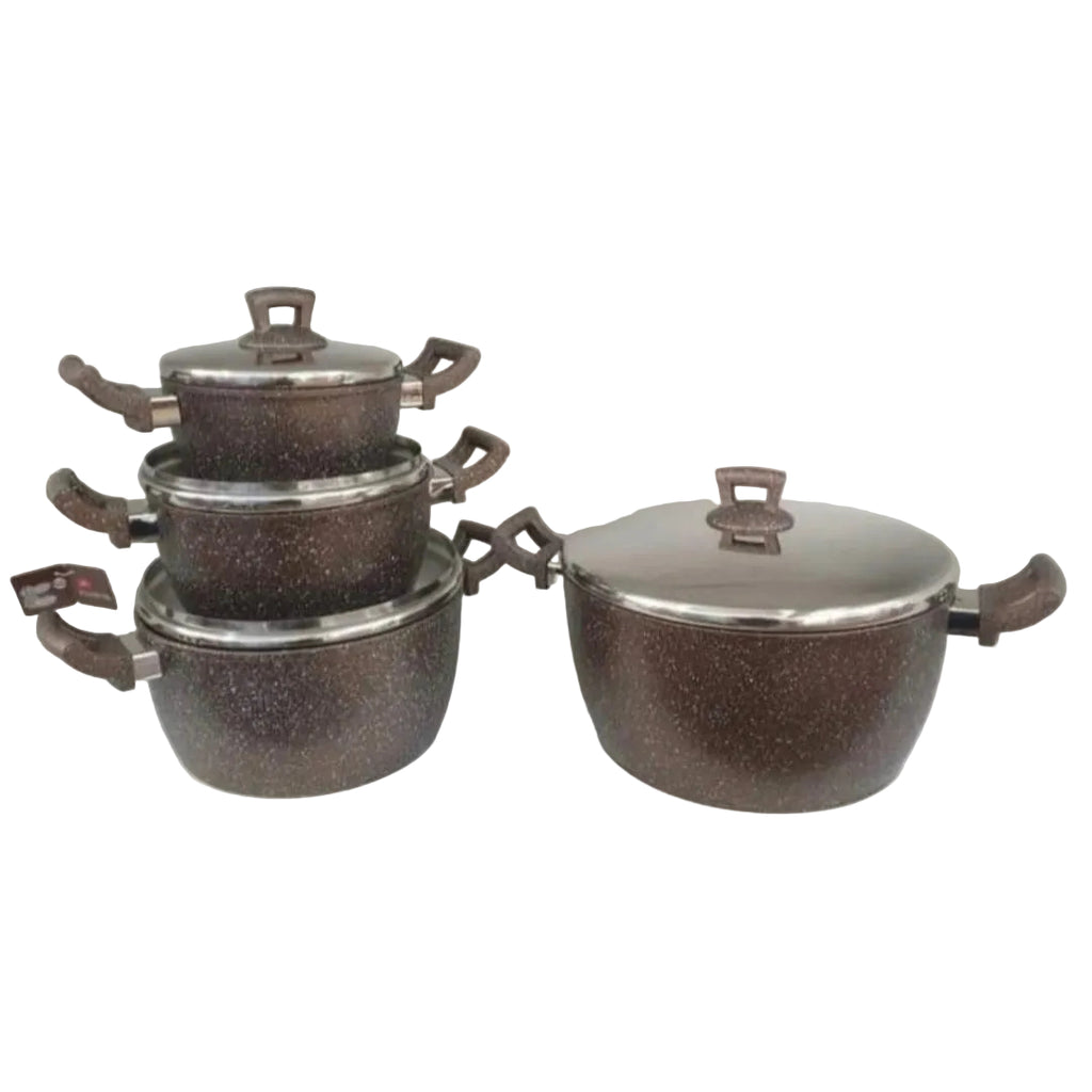 8-Piece Granite Cookware Set with Lids – Nonstick Kitchen Pot Set