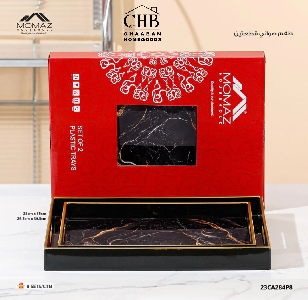 Momaz Marble Luxury Serving Tray Set – White & Gold-Black and Gold  Decorative Serving Trays