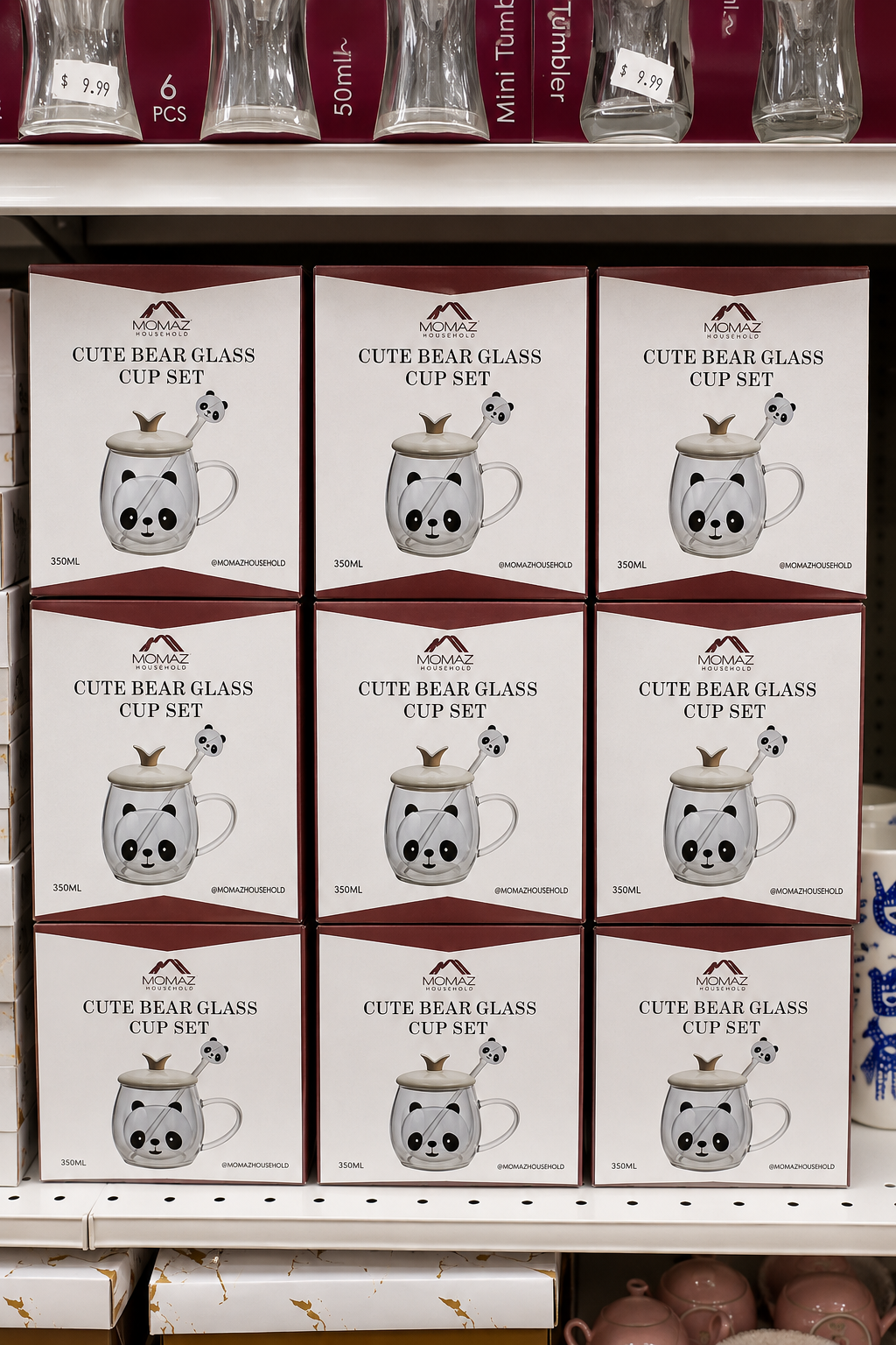 Cute Panda Glass Mug with Lid & Spoon – 350ML