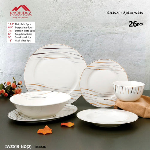 26-Piece Premium Dinnerware Set – Gold Rim Elegant Design