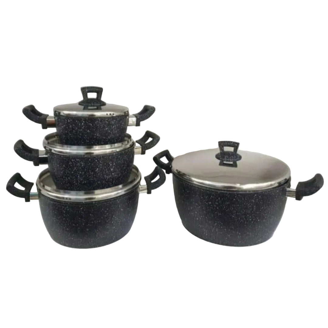 8-Piece Granite Cookware Set with Lids – Nonstick Kitchen Pot Set