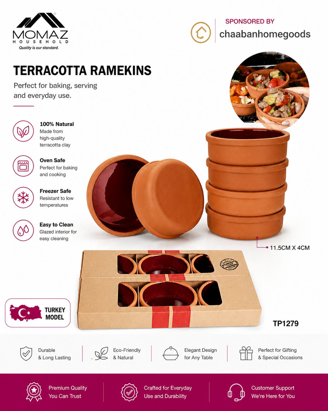 Terracotta Ramekins Set – Turkish Style Clay Baking & Serving Bowls