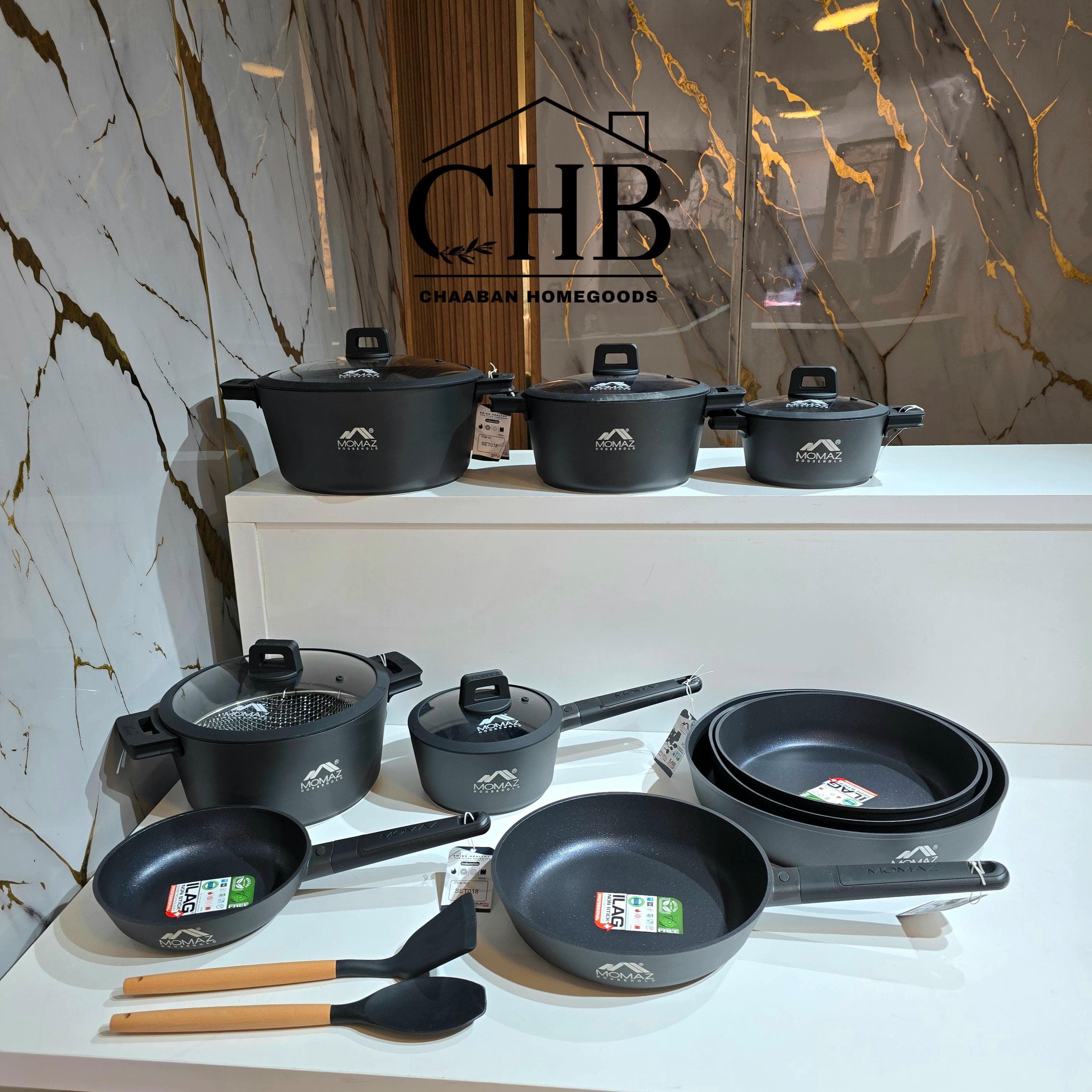 Premium 18-Piece Non-Stick Cookware Set – Aluminum Pots & Pans with Swiss Coating | Induction Ready | Free Shipping